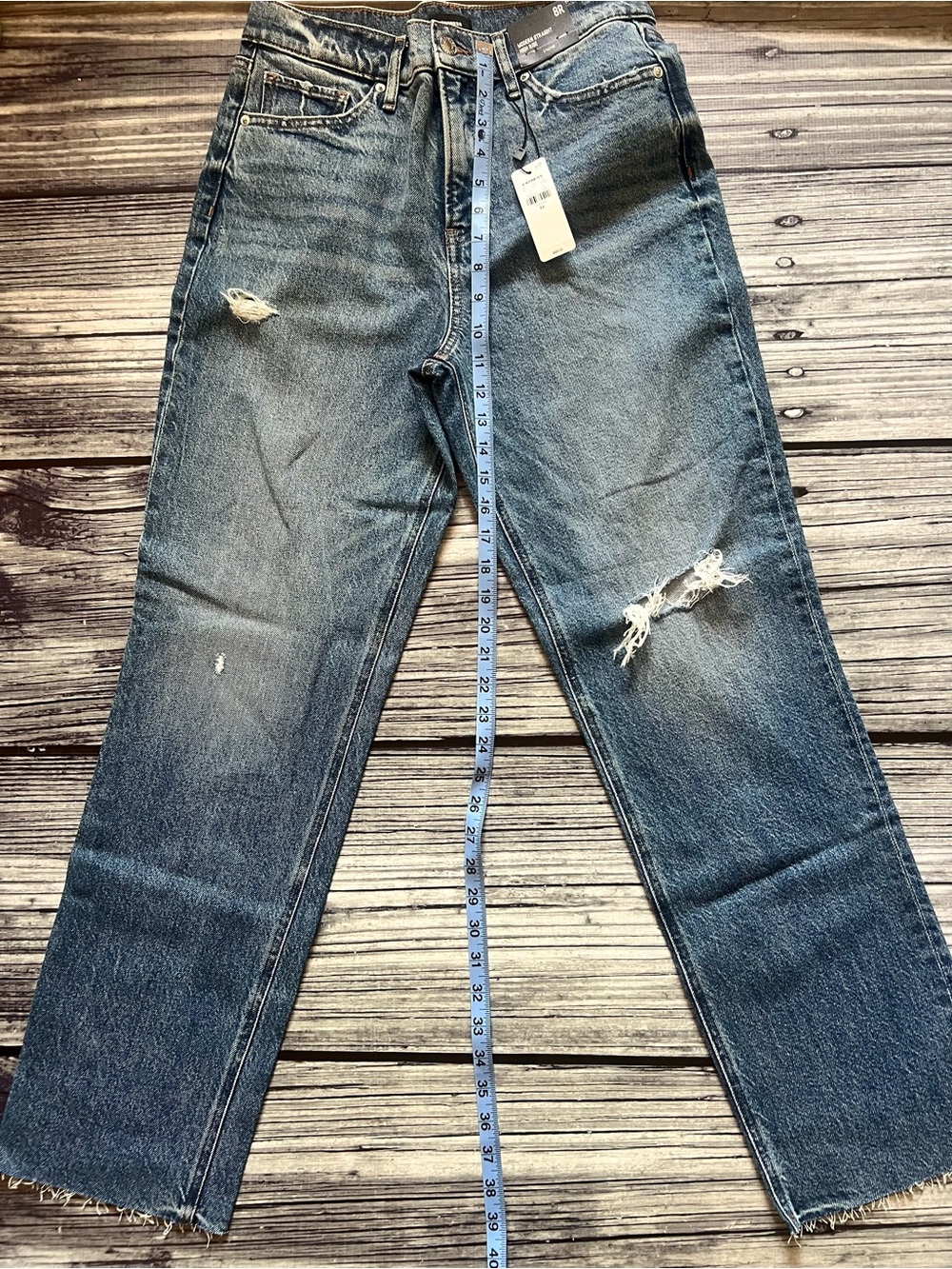Express Modern Straight High-Rise Jeans - Medium Wash - Picture 5 of 5